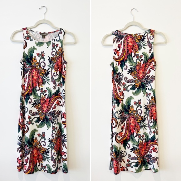 Tommy Bahama Prince Of Paisley Dress French Creme Floral Sleeveless Shift Sz XS - Picture 4 of 7